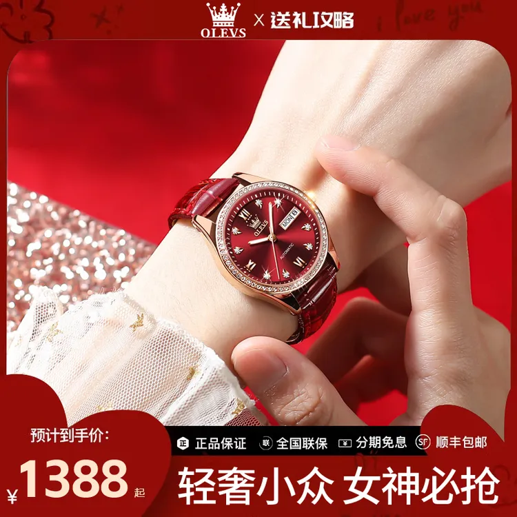 瑞士认证正品牌手表女士机械表女纯名式真皮带轻奢小众2025年新款