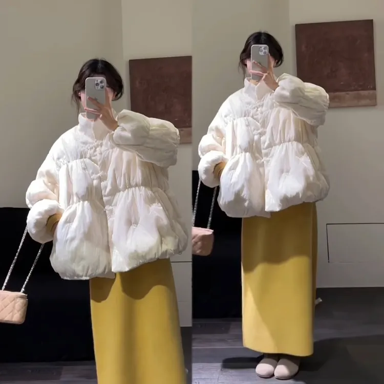 新中式穿搭一整套冬装国风盘扣刺绣保暖棉服外套搭配半身裙套装女