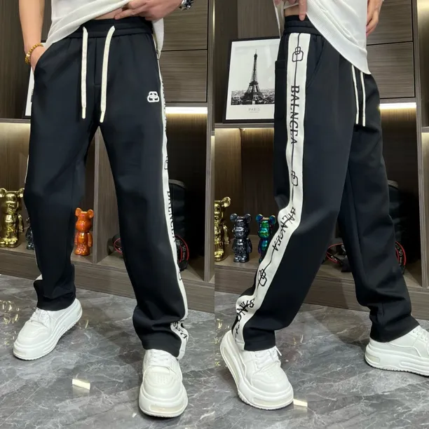 直筒裤长裤休闲裤春款百搭时尚拼接卫裤春季撞色潮流25805