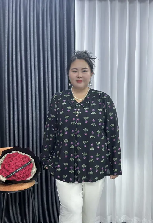 100-240斤长袖薄款加肥加大小衫女士中老年女装宽松型翻领衬衣女