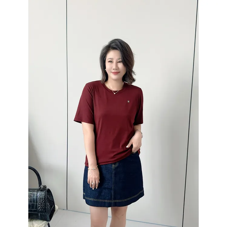 微胖女装【简约万搭T】莱赛尔五金T恤简约显瘦百搭短袖20703