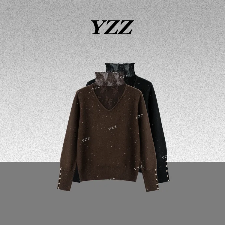 YZZ“氧气”绵羊毛设计感针织衫精致琥珀流光亮片毛衣 680467