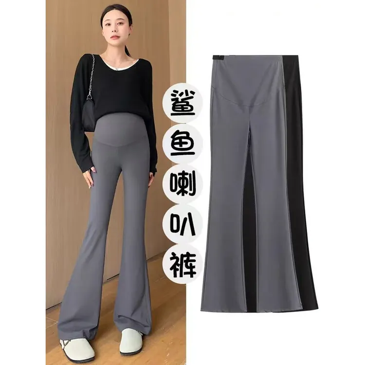 孕妇鲨鱼喇叭裤显高春秋季高腰高弹显瘦托腹慵懒日常无痕休闲提臀