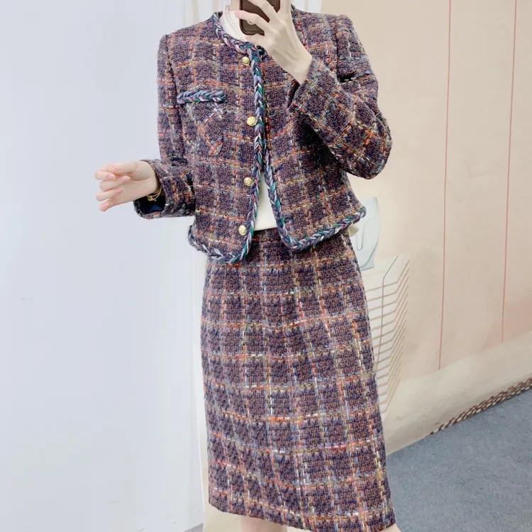 010名媛风小香风外套+半身裙两件套裙T24010-1/GP