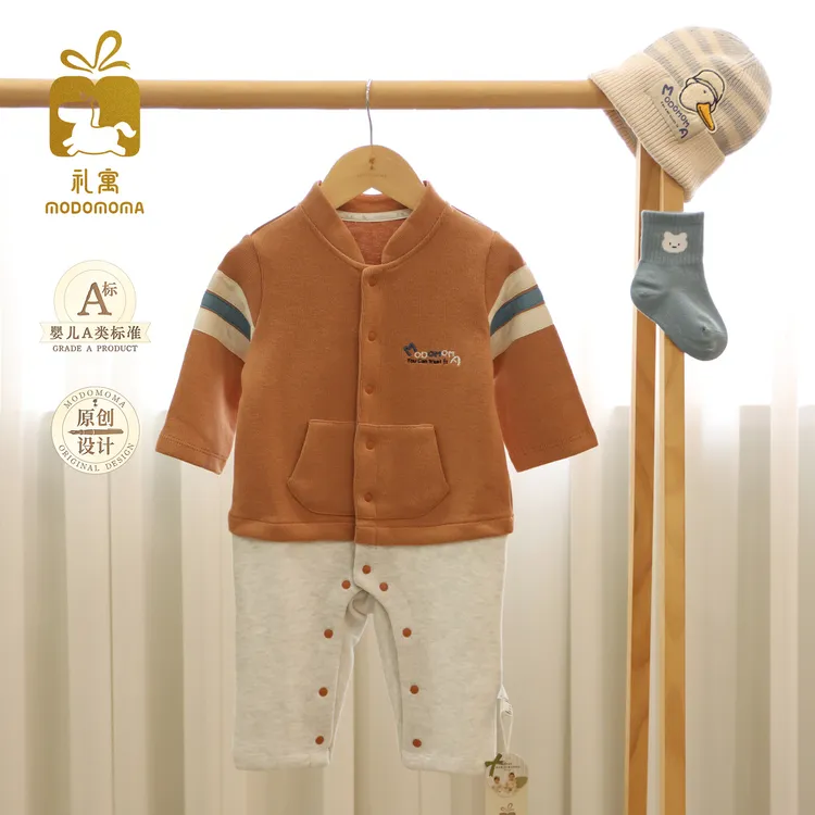 modomoma【盛宴】男宝复古绅士领结秋季连体衣新派学院生日长袖爬服