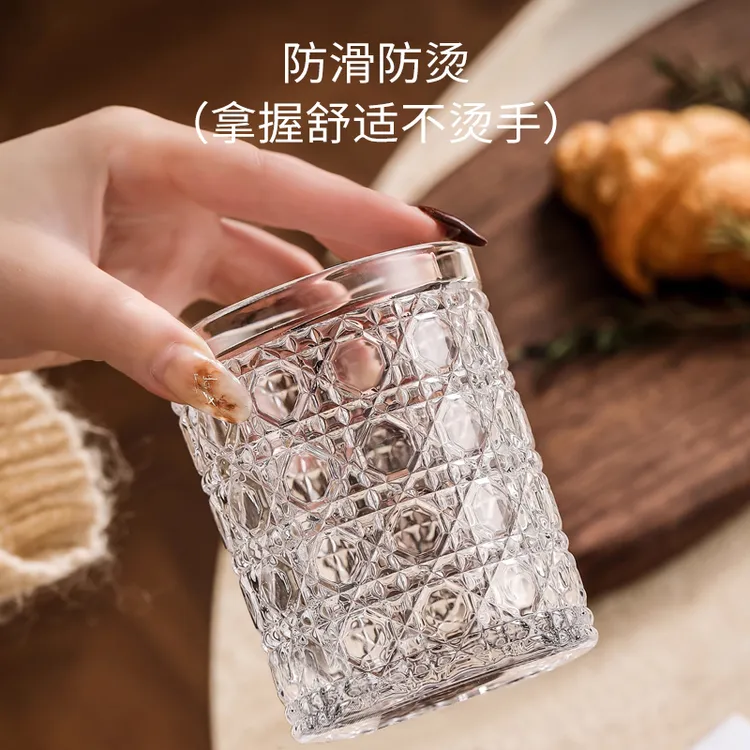 【六只装】宝石纹玻璃杯INS风高颜值洋酒杯透明家用加厚杯子