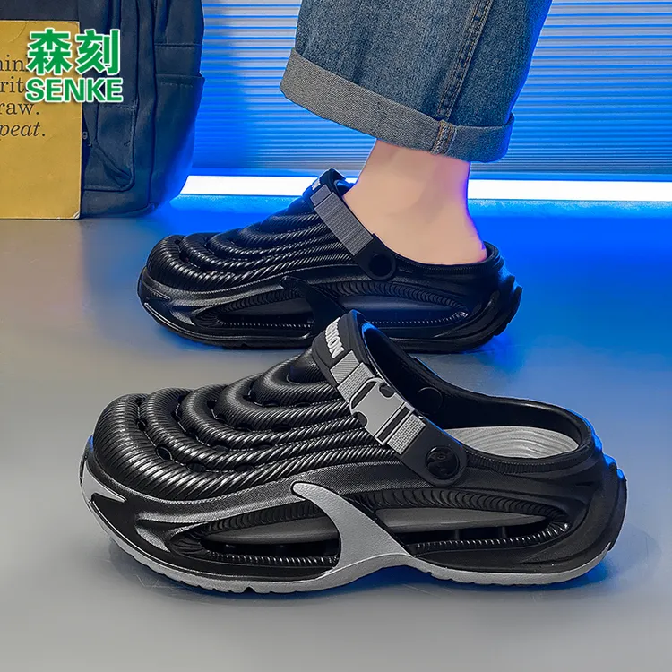 森刻凉鞋男夏季户外开车两用防滑包头洞洞鞋厚底外穿运动沙滩拖鞋