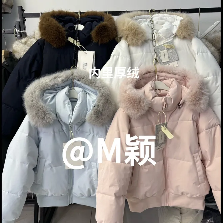 30976～加绒简约百搭镜面毛领短款棉服