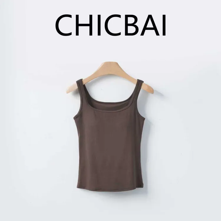 CHICBAI 3D立裁羊毛混纺无缝美背 立体收腰U领吊带背心