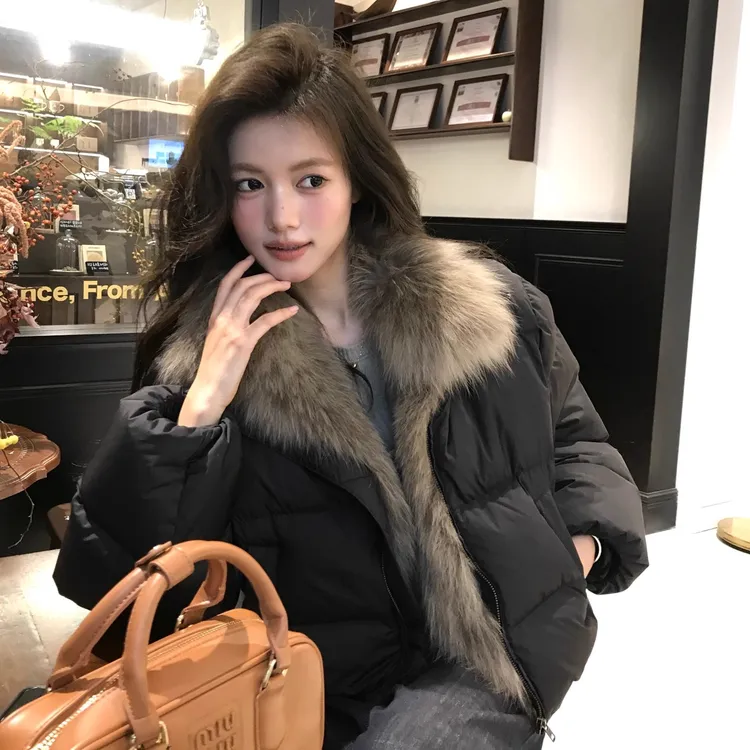 2025秋冬新款短款毛领宽松加厚小个子韩版显瘦面包服外套时尚保暖