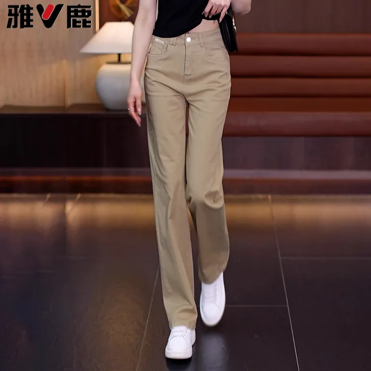 雅鹿宽松九分牛仔裤女2025新款高腰气质爆款垂感显瘦小个子阔腿裤