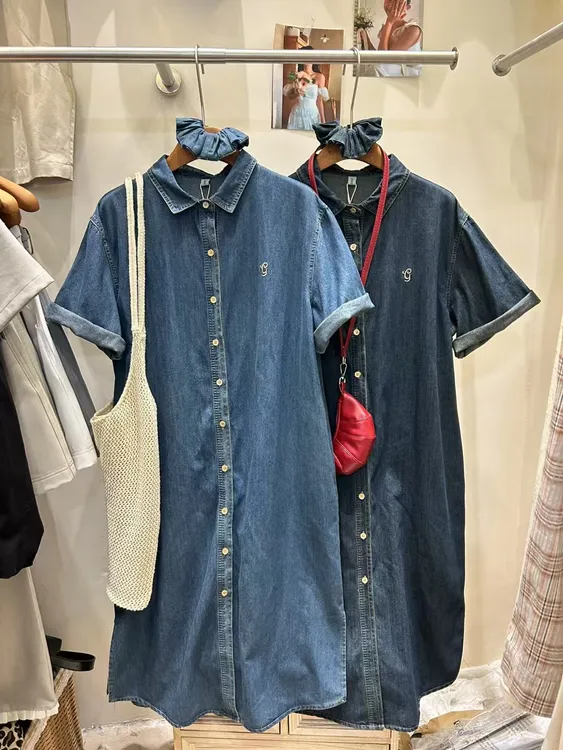 韩版时尚牛仔连衣裙宽松显瘦复古长款休闲没有发圈掉色，建议慎拍）