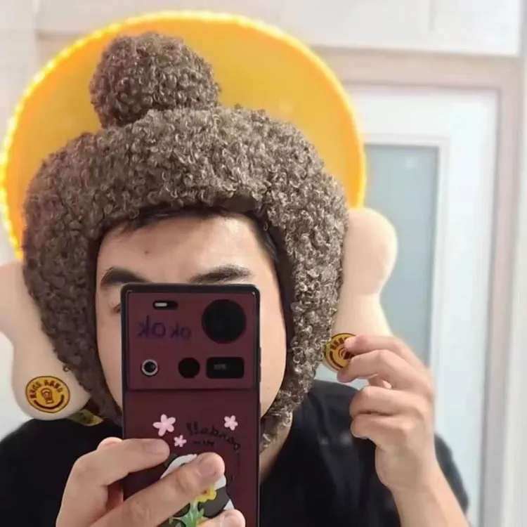 大同文创佛头帽子玩偶毛绒玩具可爱佛光普照造型女生创意娃娃礼物