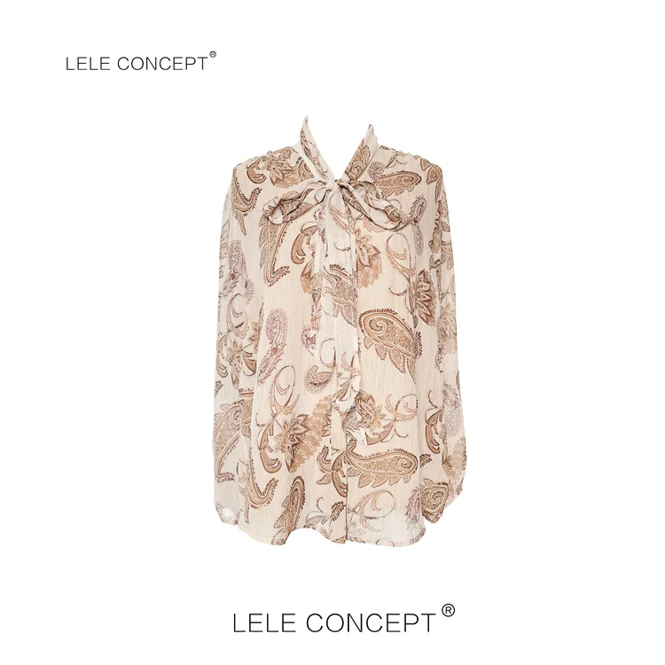 LELE CONCEPT丨都市时装设计师款花朵飘带衬衫FC25D0202W