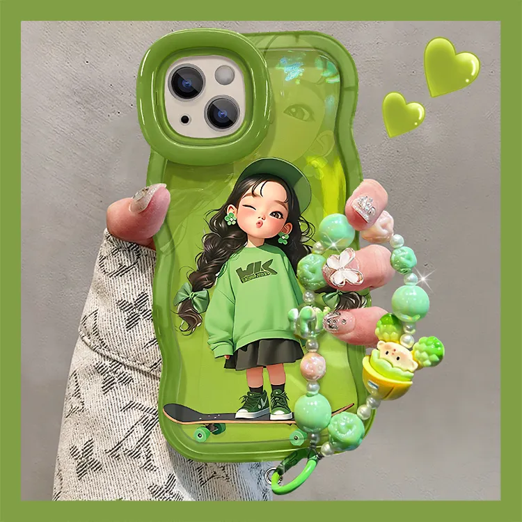 滑板女孩适用苹果vivo华为oppo小米iPhone16双支架创意可爱手机壳