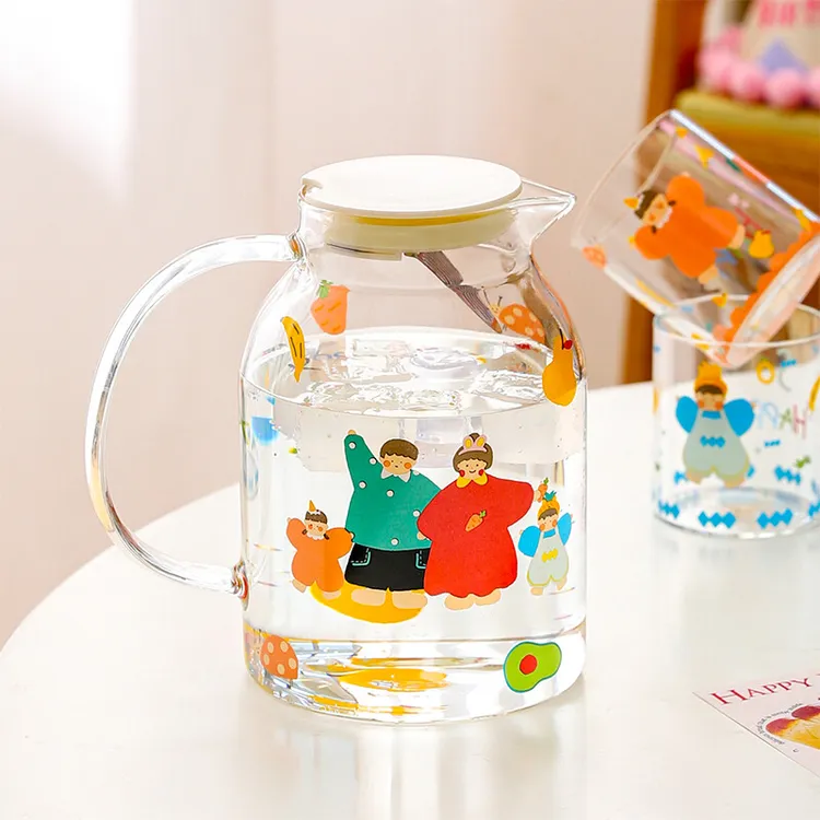 川岛屋一家三口四口冷水壶玻璃耐高温凉水壶家用储水凉水杯子套装