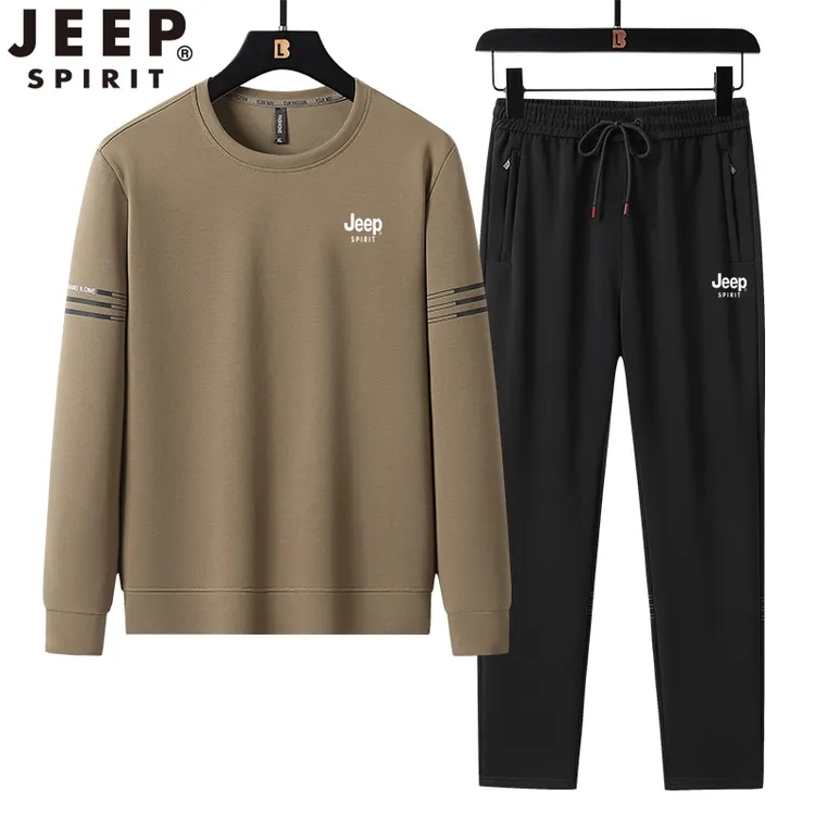 JEEP吉普正品春秋男士卫衣套装时尚休闲宽松圆领运动服两件套男装