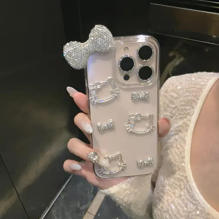 奢华满钻蝴蝶结KT适用于苹果iPhone17promax手机壳15可爱13名媛风