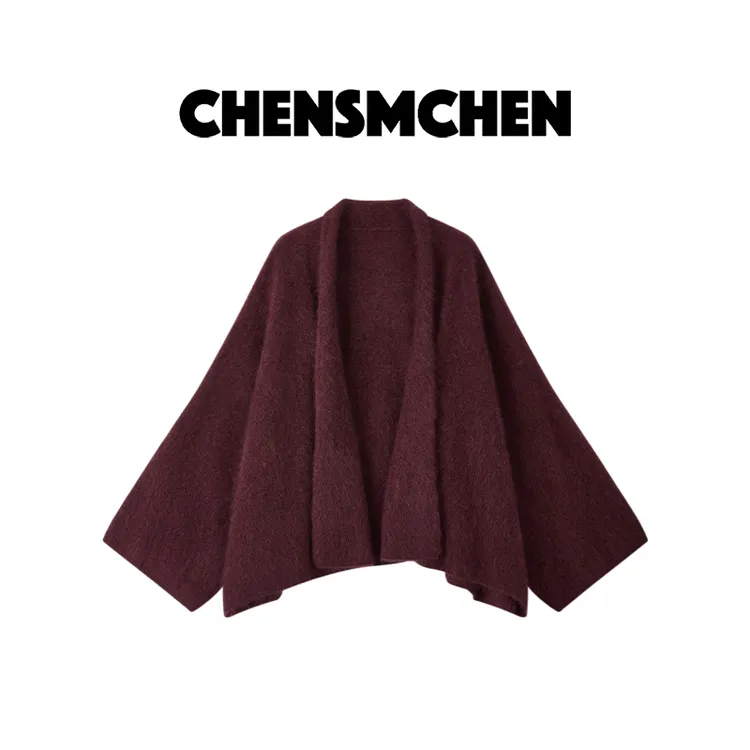 CHENSMCHEN 100绵羊毛披肩开衫女时尚优雅气质显瘦上衣CSZ9515TT