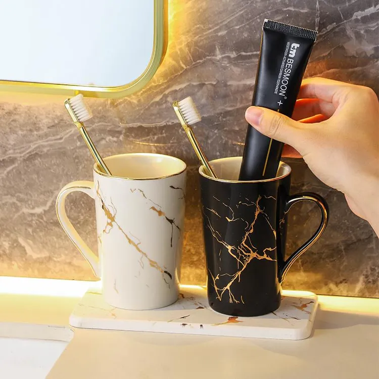 情侣漱口杯陶瓷全家刷牙杯轻奢牙杯牙刷置物架牙刷杯牙具杯