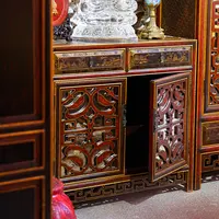 【本尼家】YS140中式系列古典红底配仿古藤艺装饰柜