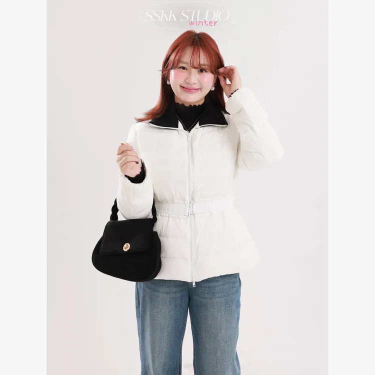 KMZY/KMZY山_山【秀智欧尼】微胖韩版秀智同款收腰撞色羽绒服外套女