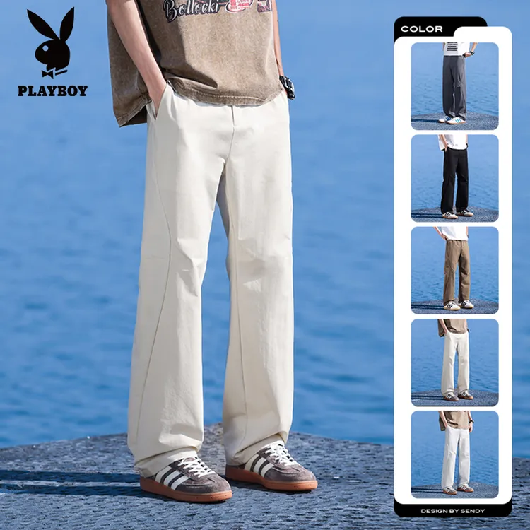 PLAYBOY/花花公子弯刀裤男夏季爆款百搭速干工装休闲裤薄款直筒裤
