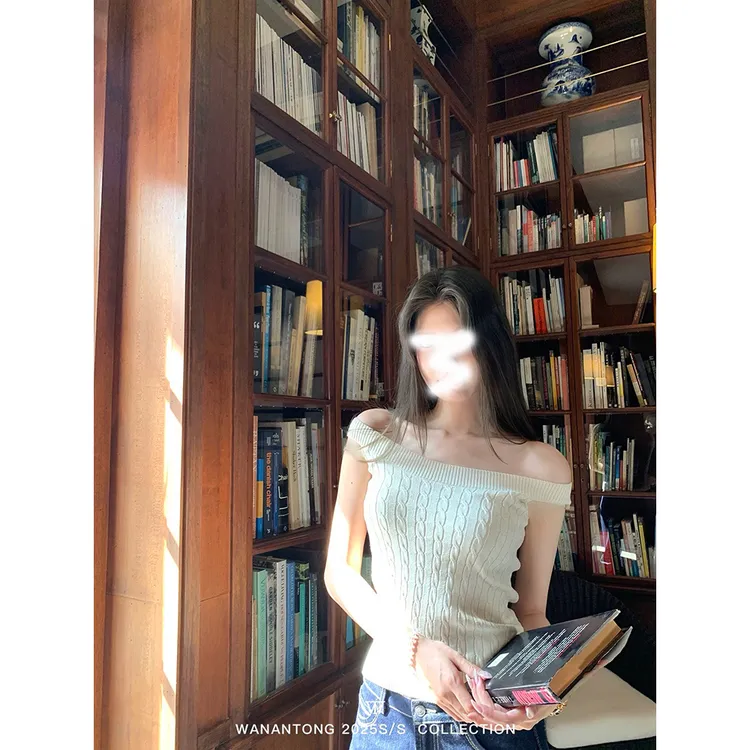 拿捏少女老钱 桑蚕丝麻花背心女春季一字肩背心