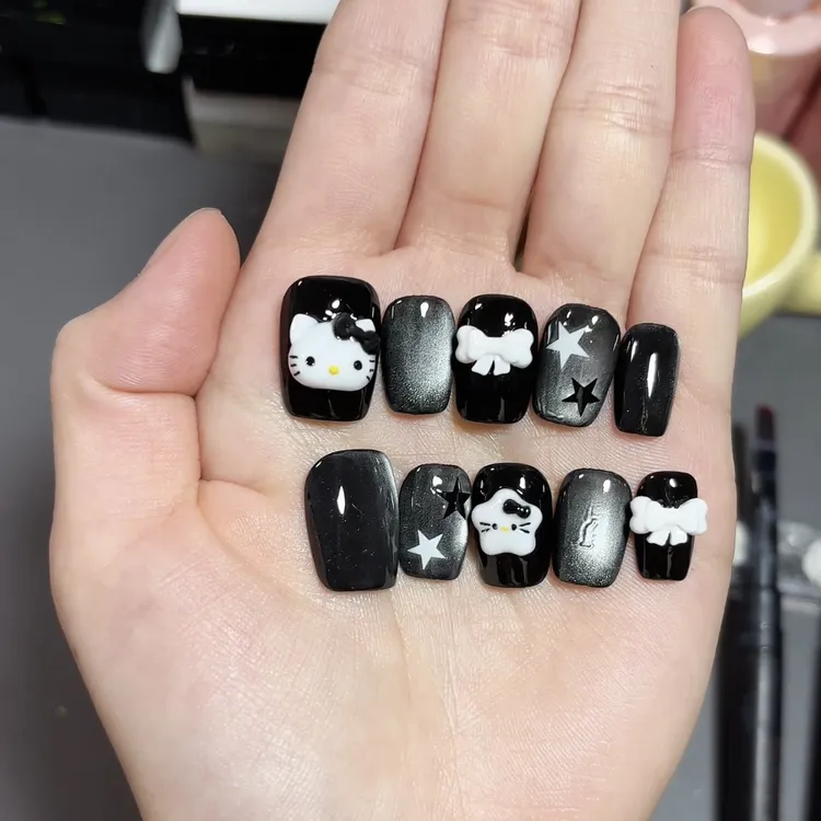 甜酷猫眼kitty猫美甲