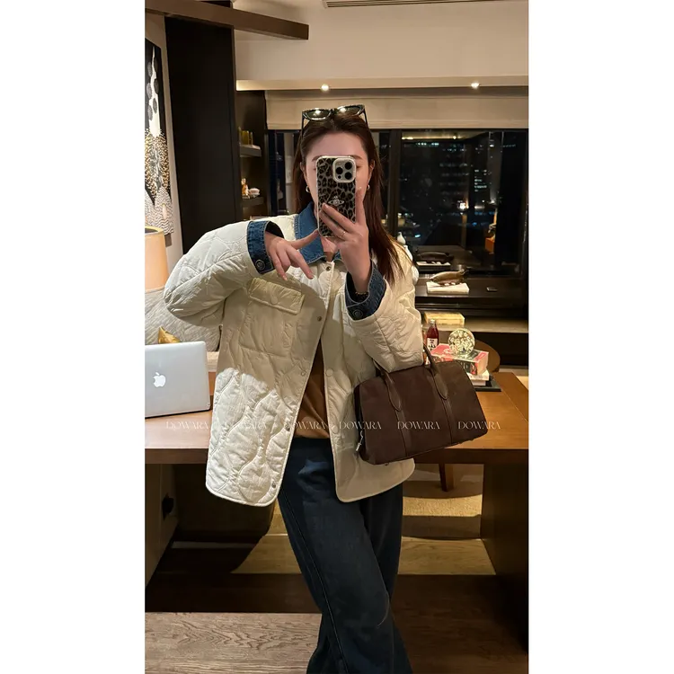 大婉酱微胖定制【锋芒毕露】韩系牛仔拼接设计棉衣外套尚棉服 0336D