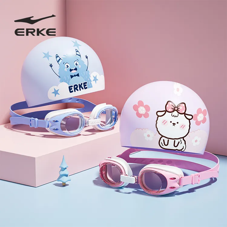erke/鸿星尔克儿童泳镜防水防雾高清男女童通用专业游泳眼镜装备