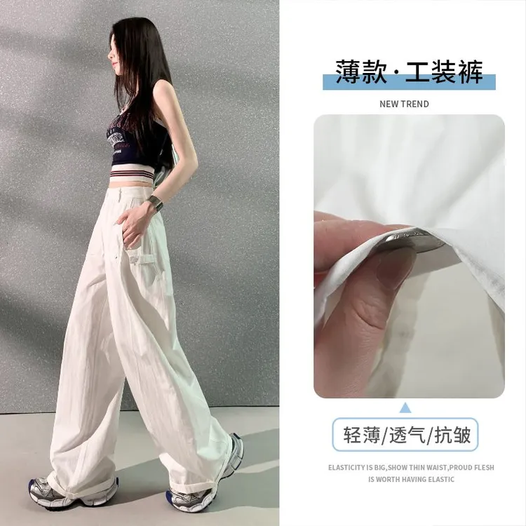美式莱赛尔天丝弯刀工装裤女2025夏季多口袋设计感欧若风休闲裤子