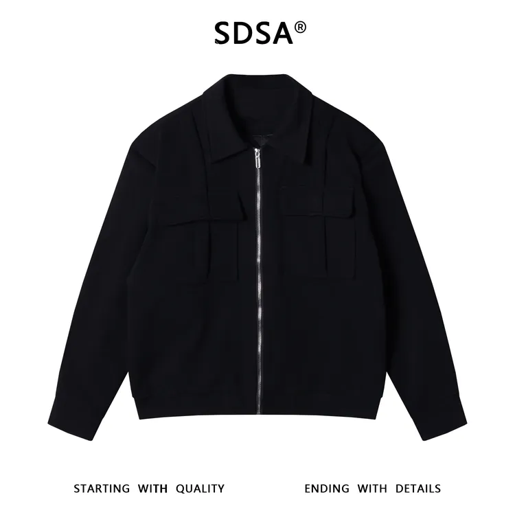 SDSA男士秋冬新款痞帅男装百搭贴袋拉链夹克宽松简约时尚外套上衣