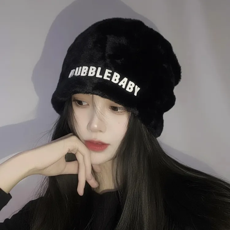 秋冬大头围毛绒冷帽女款2025新款加厚保暖包头帽百搭显脸小堆堆帽
