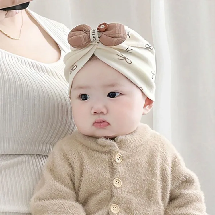 婴儿帽子春秋款小月龄胎帽新生婴幼儿头巾帽女宝宝保暖护耳印度帽