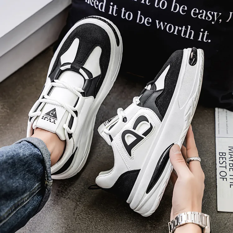 男鞋春季2025新款韩版潮流百搭运动休闲板鞋学生厚底增高小白潮鞋