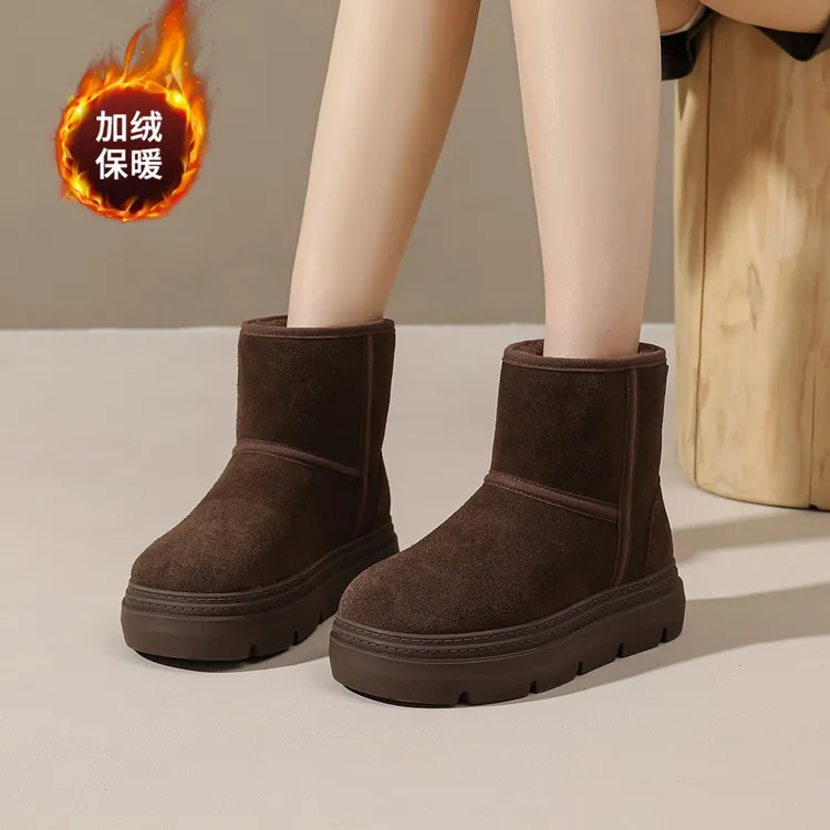 星期六棉靴女2025冬季爆款复古咖色雪地靴东北抗寒大棉鞋加绒女鞋