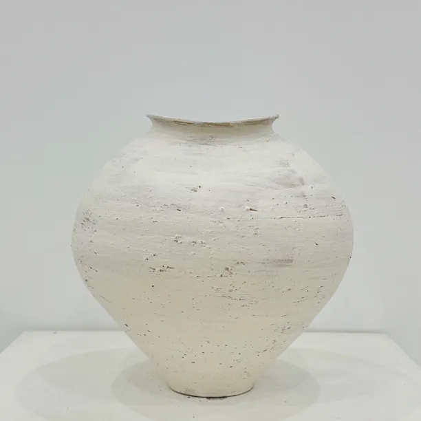 奶油杏粗陶水培花瓶摆件