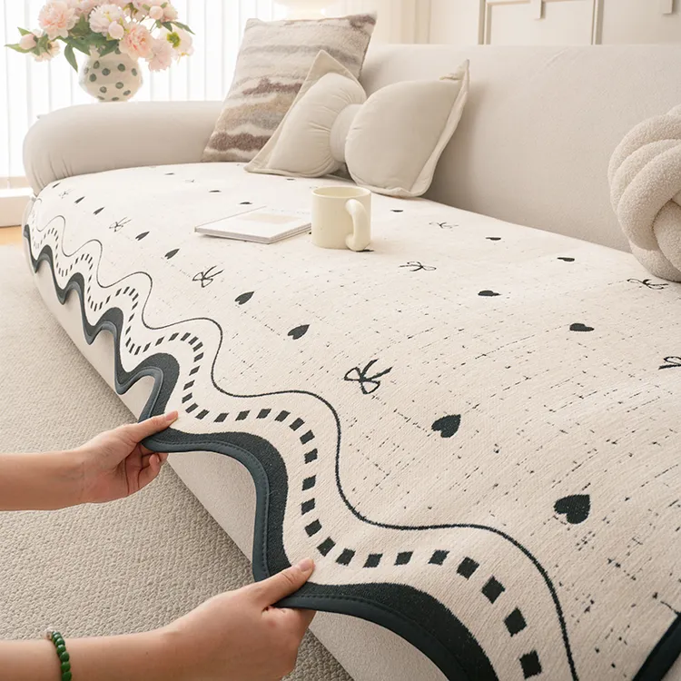 加厚雪尼尔四季通用沙发垫2025新款沙发盖布固定防滑皮沙发坐垫