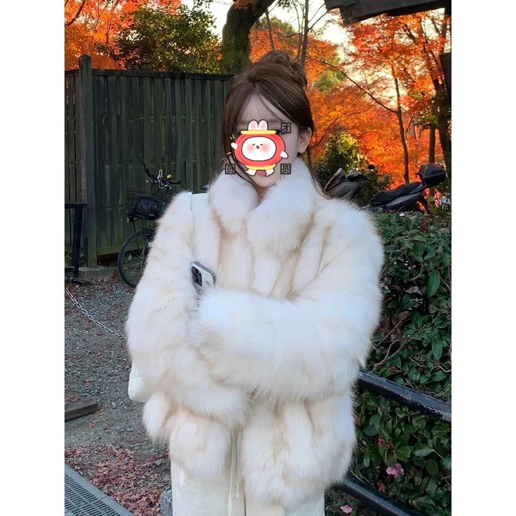 人造皮草 秋冬2025新款环保仿狐狸毛皮草显年轻短款毛毛外套女装