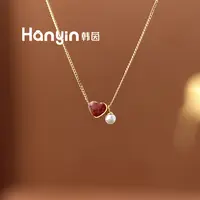 钛钢项链 时尚百搭双面立体爱心珠珠项链优雅气质减龄饰品