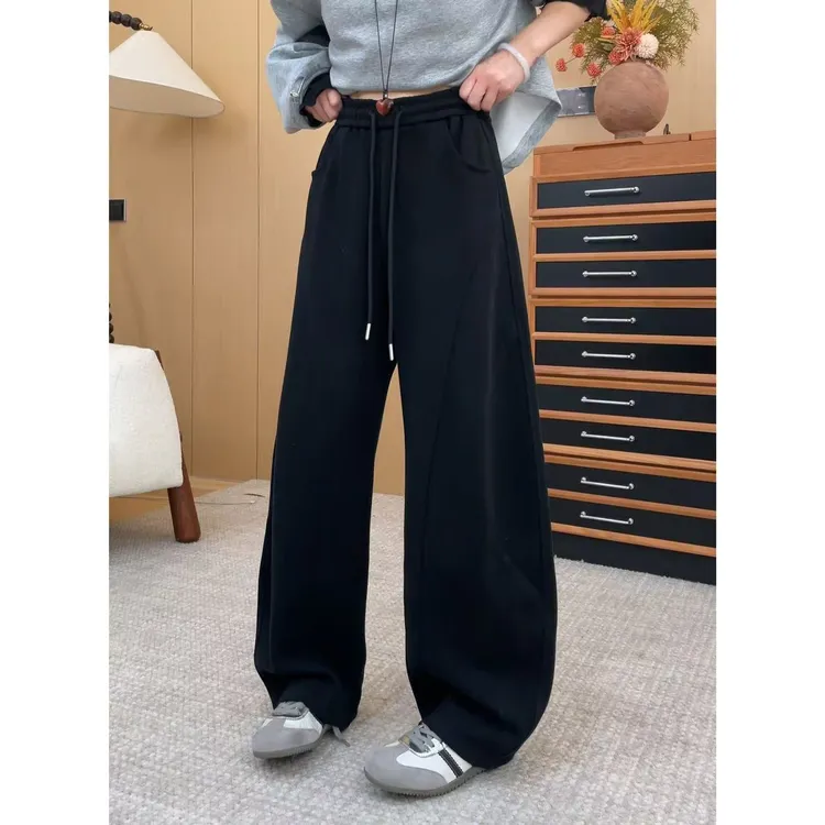 玖了个玖 2025秋季新品极简百搭立体剪裁显瘦弯刀卫裤 2508C5060