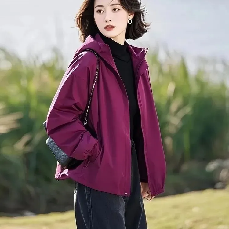 【现货有里布】小个子休闲设计感小众独特漂亮梅子色外套女早春季