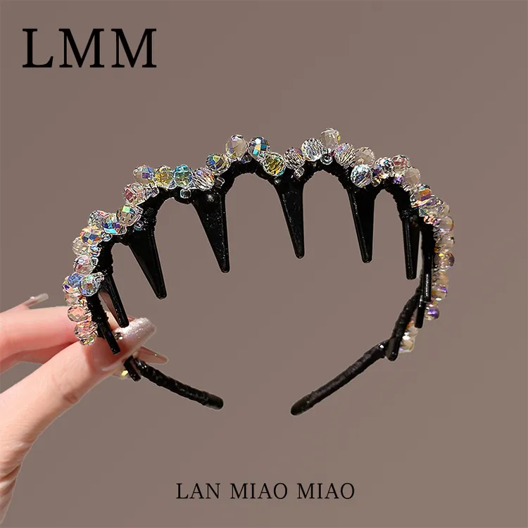 高端炫彩水晶宽边发箍高级感网红外出压发头箍女春夏新款轻奢头饰