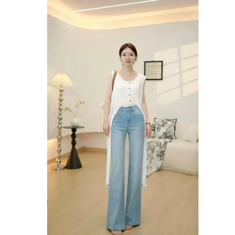 汉麻牛仔裤 「天生直腿」夏季超薄四面弹垂软莱赛尔汉麻直筒微喇裤