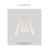 AIMURSE【山行】小众设计师 条纹半开扣时髦百搭休闲T恤 AM80027