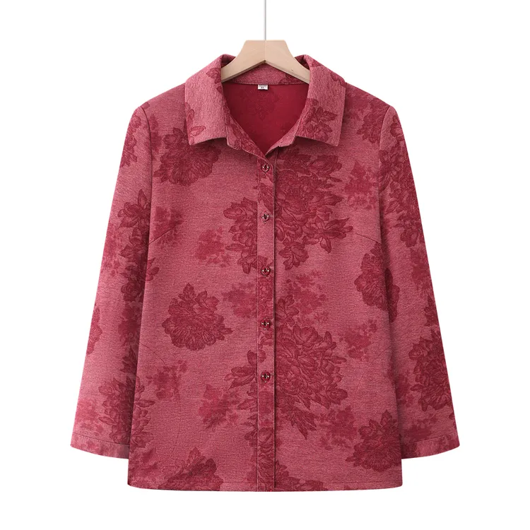 中老年人秋装衬衫女奶奶薄春装妈妈长袖老人太太衣服外婆宽松翻领