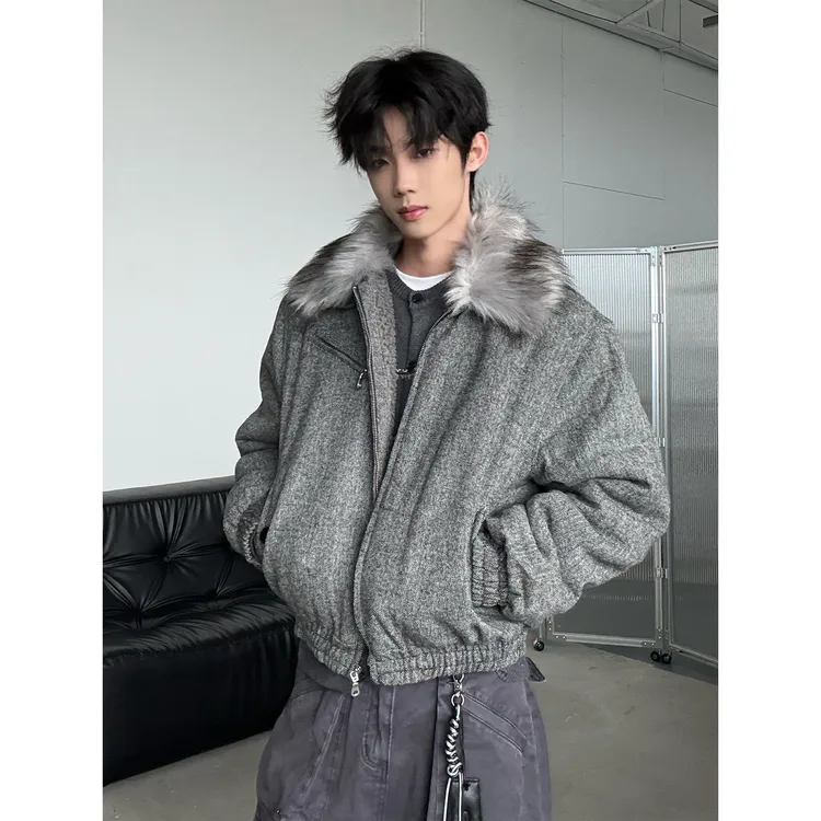 SYRI 羊毛可拆卸毛领摇粒绒内里座山雕保暖抗风保暖夹克棉衣男女