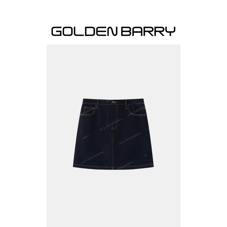GOLDENBARRY「晚晴」经典百搭丹宁蓝牛仔短裙316021