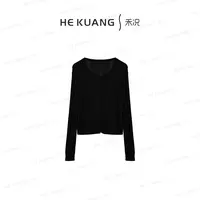 禾况HEKUANG【丝绒轻影】洋气爆款镂空修身长袖针织开衫X652 0129